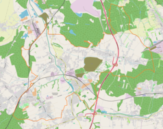 Mapa konturowa Czerwionki-Leszczyn, na dole znajduje się punkt z opisem „Parafia św. Józefa Oblubieńca Najświętszej Maryi Panny”