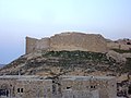 Ruine der Burg Shobak (Montreal) südöstlich des Toten Meeres in Jordanien, gesehen bei der Anfahrt von Süden