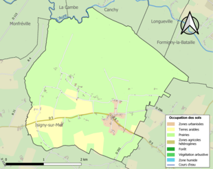 Carte en couleurs présentant l'occupation des sols.