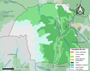 Carte en couleurs présentant l'occupation des sols.