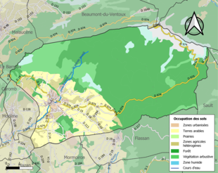 Carte en couleurs présentant l'occupation des sols.