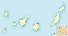 Mapa konturowa Wysp Kanaryjskich, na dole znajduje się punkt z opisem „Mogán”