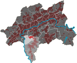 Lage des Quartiers Küllenhahn im Stadtbezirk Cronenberg