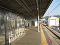 A view of the platform. Note the elevator and the siding on the right.