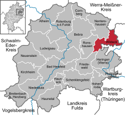 Läget för Wildeck i Landkreis Hersfeld-Rotenburg