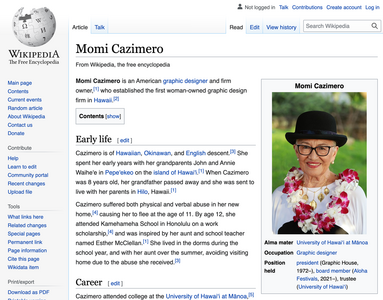 Momi Cazimero article improvement