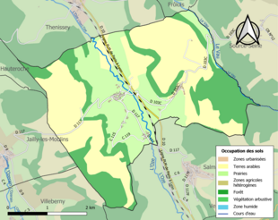 Carte en couleurs présentant l'occupation des sols.