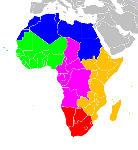 Afrikan alueet:   Länsi-Afrikka   Pohjois-Afrikka   Keski-Afrikka   Itä-Afrikka   Eteläinen Afrikka