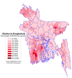 A hindu vallásúak a lakosság százalékában