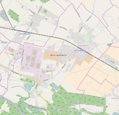 Mapa konturowa Jelcza-Laskowic, na dole po lewej znajduje się punkt z opisem „Jelcz”