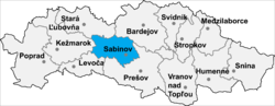 Localisation du district de Sabinov dans la région de Prešov (carte interactive)