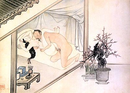 A Korean erotic artwork (chunhwa) painted by Gim Hongdo from the Joseon era.