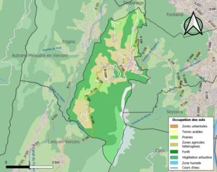 Carte en couleurs présentant l'occupation des sols.