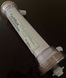 A representative hollow fiber hemodialyzer