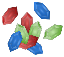 Cristaux en forme de losange de différentes couleurs