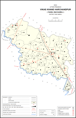 Map showing Lohanipur (#269) in Harchandpur CD block