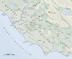 Map of the main cities of the Latin League