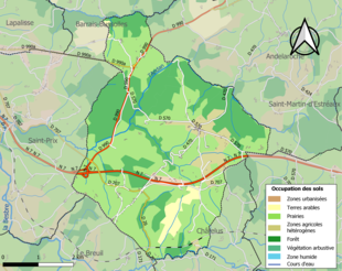 Carte en couleurs présentant l'occupation des sols.