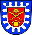 Attribute des hl. Jodok im Gemeindewappen von Immenstaad am Bodensee