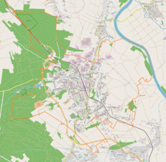 Mapa konturowa Leżajska, na dole znajduje się punkt z opisem „Gillershof”