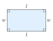 A rectangle with length and width labelled