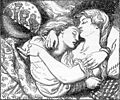 Ilustração para capa de Goblin Market and Other Poems (1862), primeiro de poemas de Christina Rossetti, sua irmã