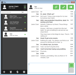 Screenshot van µTox, een Tox-client voor GNU/Linux