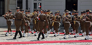 Representative Band of the Polish Armed Forces performing in front of Presidential Palace.