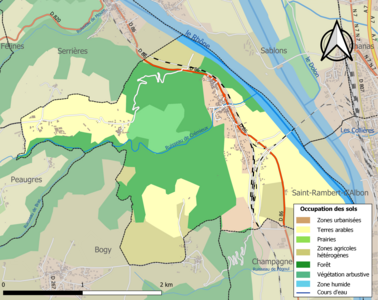 Carte en couleurs présentant l'occupation des sols.