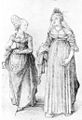 Image 23Albrecht Dürer's drawing contrasts a well-turned out bourgeoise from Nuremberg (left) with her counterpart from Venice. The Venetian lady's high chopines make her look taller. (from Fashion)