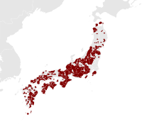 Área de distribución do macaco xaponés.