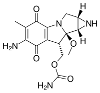 Stereo wireframe model of (4S,6S,7R,8S)-mitomycin