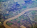 Luchtfoto, Saint-Vincent-de-Paul ligt op de linkeroever, op de rechteroever ligt Cubzac-les-Ponts