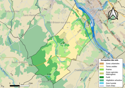 Carte des infrastructures et de l'occupation des sols de la commune en 2018 (CLC).