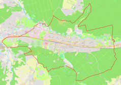 Mapa konturowa Wejherowa, w centrum znajduje się punkt z opisem „Wejherowo Nanice”