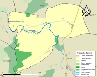 Carte en couleurs présentant l'occupation des sols.