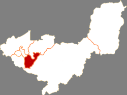 双鴨山市中の宝山区の位置