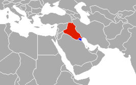 Irak (rood) en Koeweit (blauw).