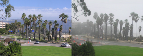 Change in visibility due to fog in Santa Barbara, California, USA.