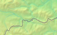 Mapa konturowa Pienin, w centrum znajduje się punkt z opisem „Przełęcz Snozka Zamecka”