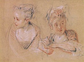 Deux études d'une fillette en buste, Antoine Watteau