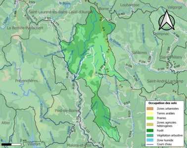 Carte en couleurs présentant l'occupation des sols.