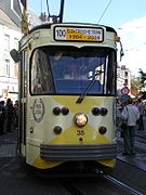 Face de la motrice 35, décorée pour le centenaire des tramways électriques de Gand