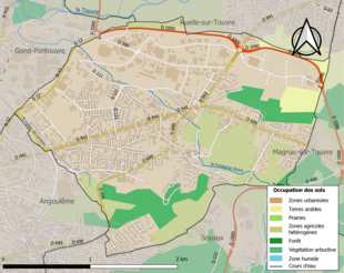 Carte en couleurs présentant l'occupation des sols.