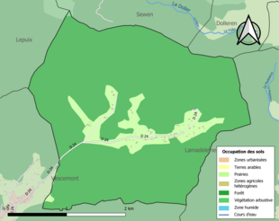 Carte en couleurs présentant l'occupation des sols.