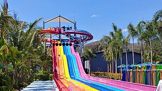 A long water slide inside Aqua Planet