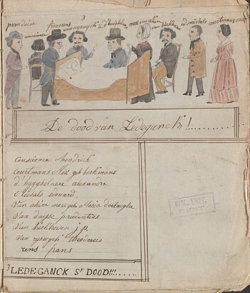 Fragment uit een manuscript met schetsen, novellen en vertalingen van poëzie. Geschreven door Rosalie en Virginie Loveling in de 19e eeuw.[4]