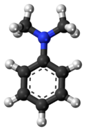 Ball-and-stick model of the dimethylaniline molecule