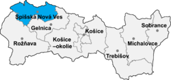 Location of Spišska Nova Vesas apriņķis