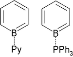 Borabenzene coordinated to pyridine or triphenylphosphine